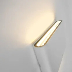 Qazqa wandlampen buiten batt wit geïntegreerde led