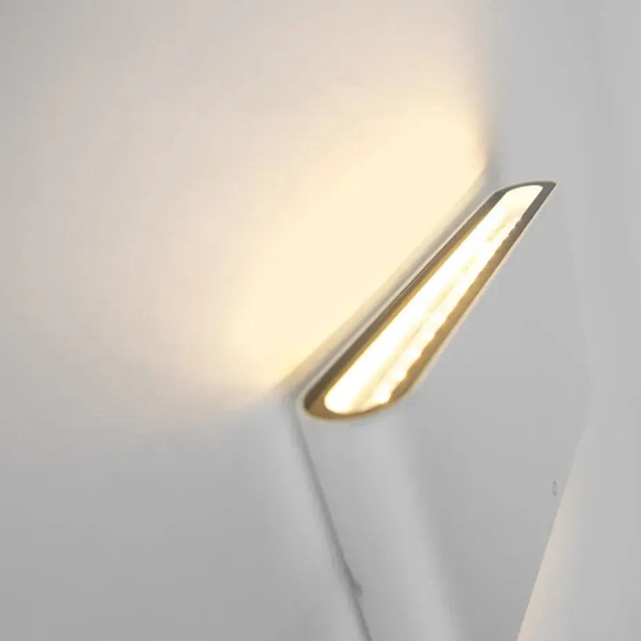 Qazqa wandlampen buiten batt wit geïntegreerde led