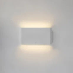 Qazqa wandlampen buiten batt wit geïntegreerde led