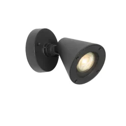 Qazqa wandlampen buiten ciara zwart gu10