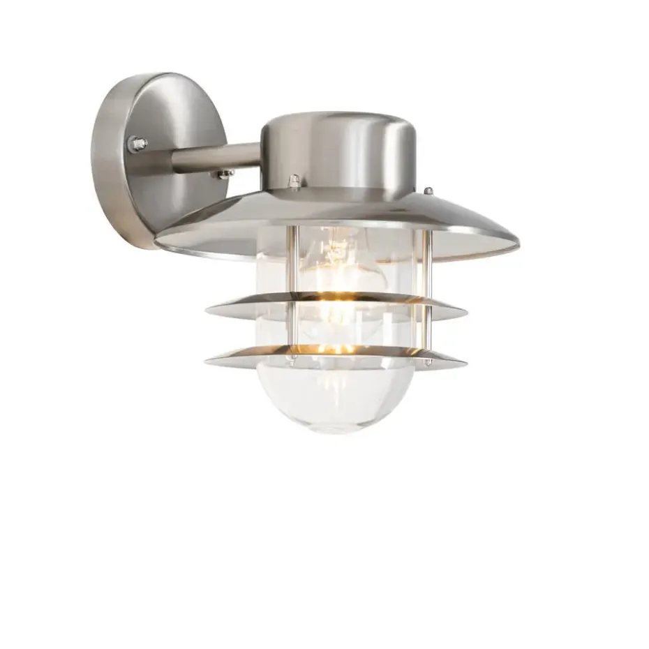 Qazqa wandlampen buiten shell zilverkleurig e27