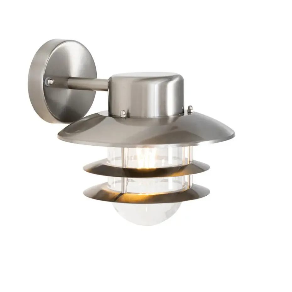 Qazqa wandlampen buiten shell zilverkleurig e27