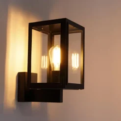 Qazqa wandlampen buiten sutton zwart e27