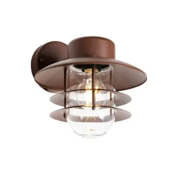 Qazqa wandlampen buiten shell bronskleurig e27