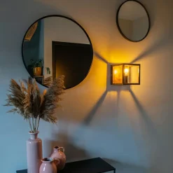 Qazqa wandlampen cage bruin e27