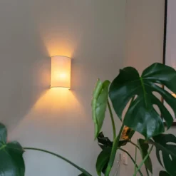 Qazqa wandlampen drum wit e27