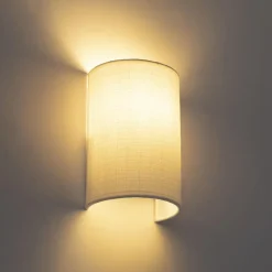 Qazqa wandlampen drum wit e27