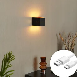 Qazqa wandlampen joris groove zwart geïntegreerde led