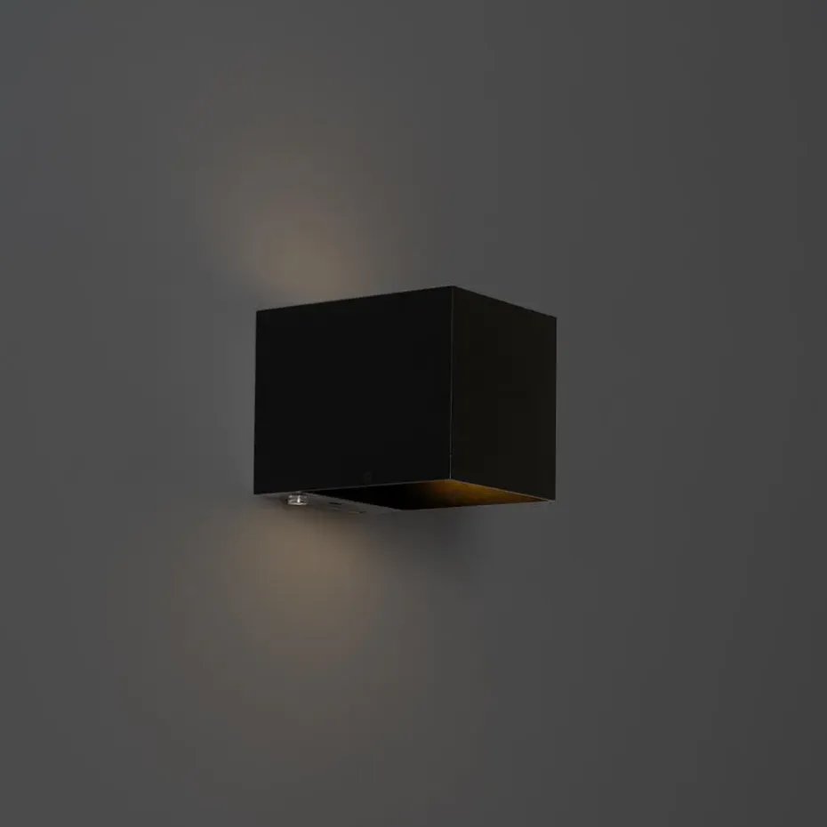 Qazqa wandlampen joris zwart geïntegreerde led