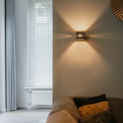 Qazqa wandlampen transfer groove bruin g9