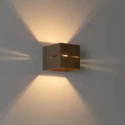 Qazqa wandlampen transfer groove bruin g9