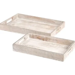 QUENA - Set van 2 dienbladen - Lichtbruin - Mangohout