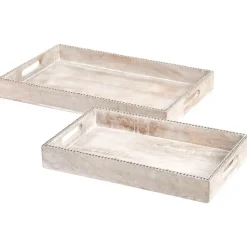 QUENA - Set van 2 dienbladen - Lichtbruin - Mangohout