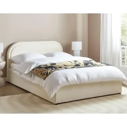 QUILLIEN - Bed met opbergruimte - Beige - 140 x 200 cm - Polyester