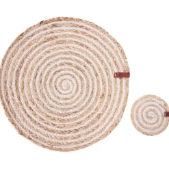 QUININE - Set van 12 placemats en onderzetters - Natuurlijk - Jute