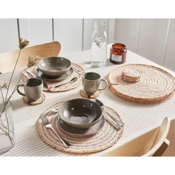 QUININE - Set van 12 placemats en onderzetters - Natuurlijk - Jute