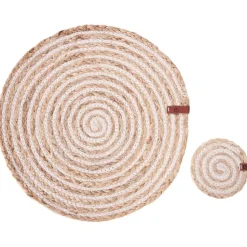 QUININE - Set van 12 placemats en onderzetters - Natuurlijk - Jute