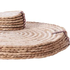 QUININE - Set van 12 placemats en onderzetters - Natuurlijk - Jute