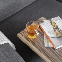 QUVIO Bijzettafel op wieltjes met opbergmandje - metaal + hout