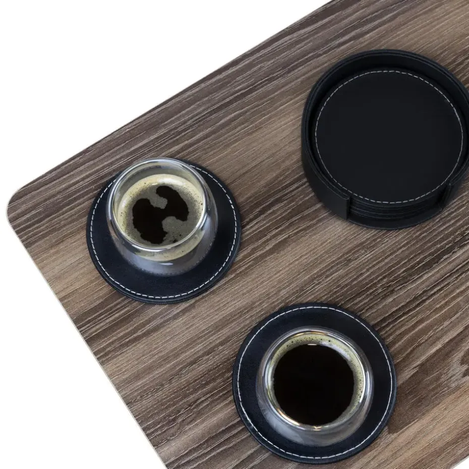 QUVIO Bijzettafel op wieltjes met opbergmandje - metaal + hout