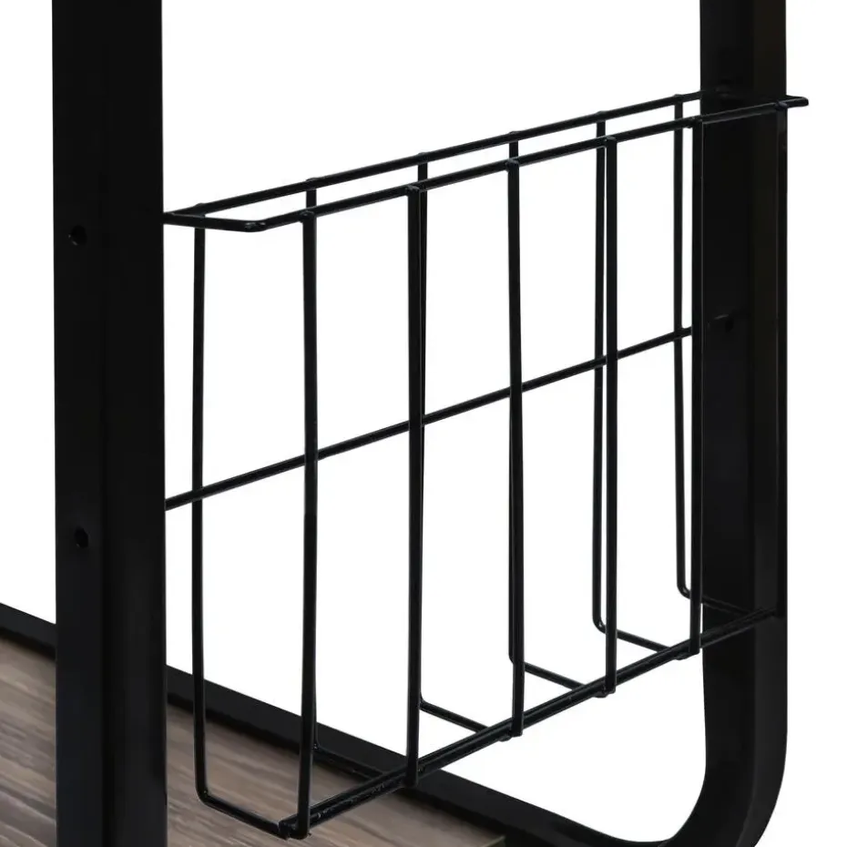 QUVIO Bijzettafel op wieltjes met opbergmandje - metaal + hout