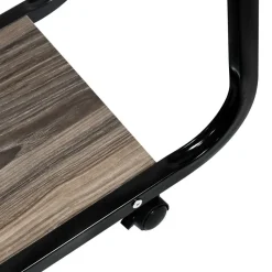 QUVIO Bijzettafel op wieltjes met opbergmandje - metaal + hout