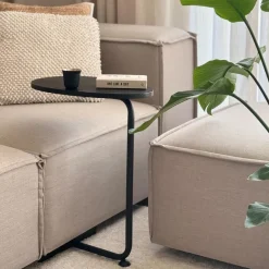 QUVIO Bijzettafel ovaal - 30 x 45 x 60 cm - Zwart