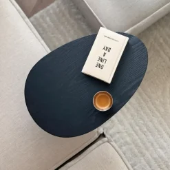 QUVIO Bijzettafel ovaal - 30 x 45 x 60 cm - Zwart