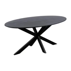 QUVIO Eettafel Sofia – Ovaal – 180x90 cm – Kruispoot – Zwart