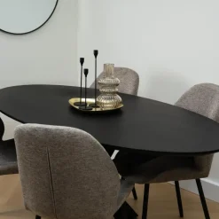 QUVIO Eettafel Sofia – Ovaal – 180x90 cm – Kruispoot – Zwart
