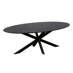 QUVIO Eettafel Sofia – Ovaal – 220x100 cm – Kruispoot – Zwart