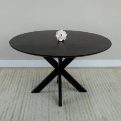 QUVIO Eettafel Sofia – Rond – Ø130 – Kruispoot – Zwart