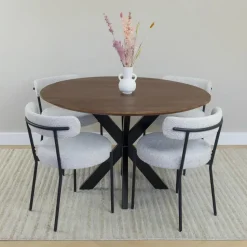 QUVIO Eettafel Sofia – Rond – Ø120 – Kruispoot – Bruin