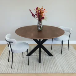 QUVIO Eettafel Sofia – Rond – Ø130 – Kruispoot – Bruin