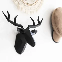 QUVIO Hert muurdecoratie - Zwart