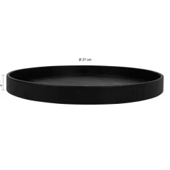 QUVIO Houten dienblad rond - Zwart - 27 cm