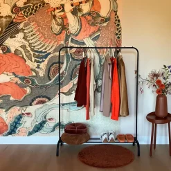 QUVIO Kledingrek met schoenen opbergruimte zwart