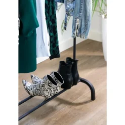 QUVIO Kledingrek met schoenen opbergruimte zwart