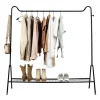 QUVIO Kledingrek met schoenen opbergruimte - Metaal - Zwart