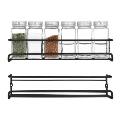 QUVIO Kruiden plank set van 2 - Metaal - Zwart