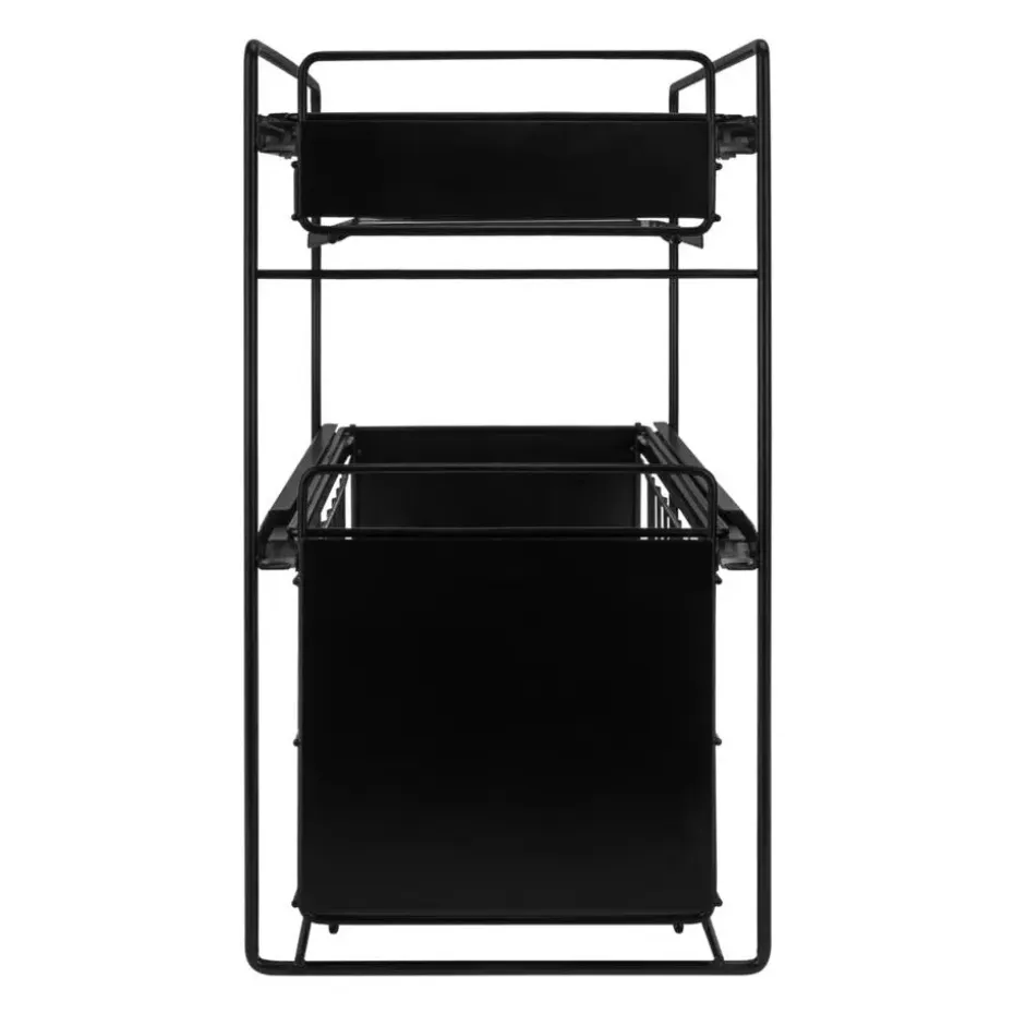 QUVIO Kruidenrek metaal met 2 lades - Zwart