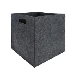 QUVIO Opbergbak vilt vierkant - Set van 2 - Grijs