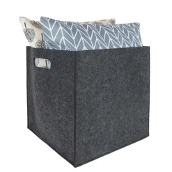 QUVIO Opbergbak vilt vierkant - Set van 4 - Grijs