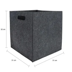 QUVIO Opbergbak vilt vierkant - Set van 4 - Grijs