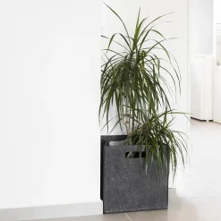 QUVIO Opbergbak vilt vierkant - Set van 6 - Grijs