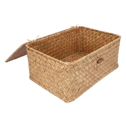 QUVIO Opbergmand - 29 x 19 x 12 cm - Rotan - Bruin