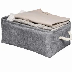 QUVIO Opbergmand met handvaten van touw - Grijs