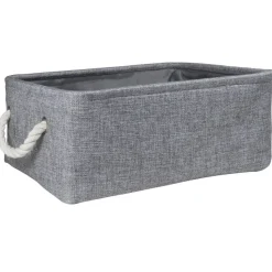 QUVIO Opbergmand met handvaten van touw - Grijs - M - Set van 2