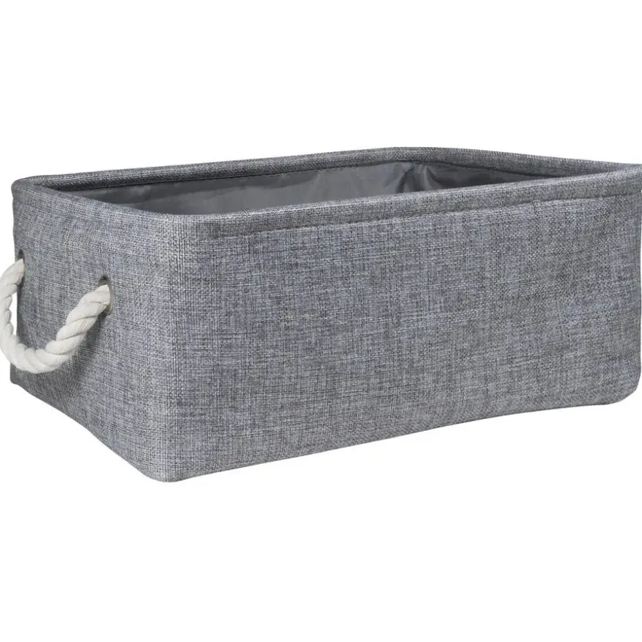 QUVIO Opbergmand met handvaten van touw - Grijs - M - Set van 2