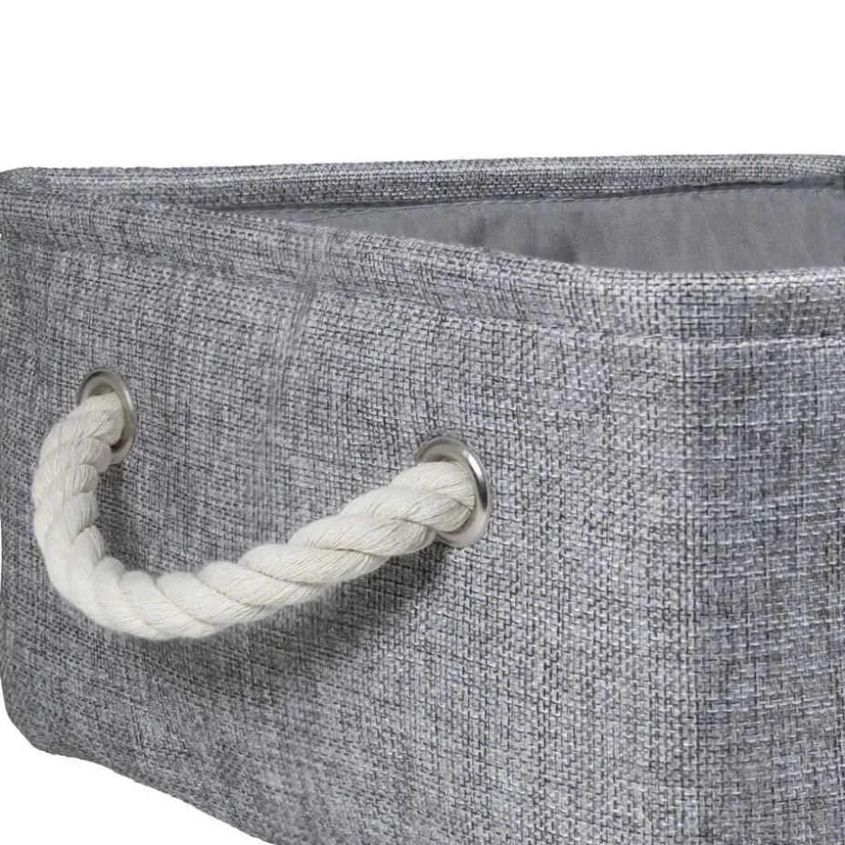QUVIO Opbergmand met handvaten van touw - Grijs - M - Set van 2